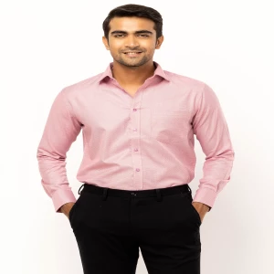 Pink Textured Mixed Cotton Executive Shirt